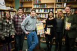 Student poets, project manager Michael Berliner, Emily Kendal Frey, and Kim Stafford